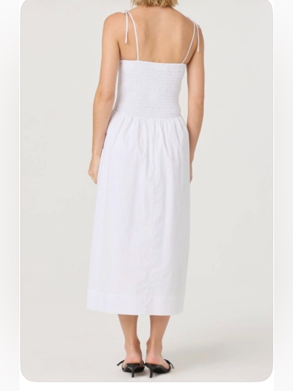 Astr White Smocked Midi Dress with Tie Straps - Picture 2 of 12